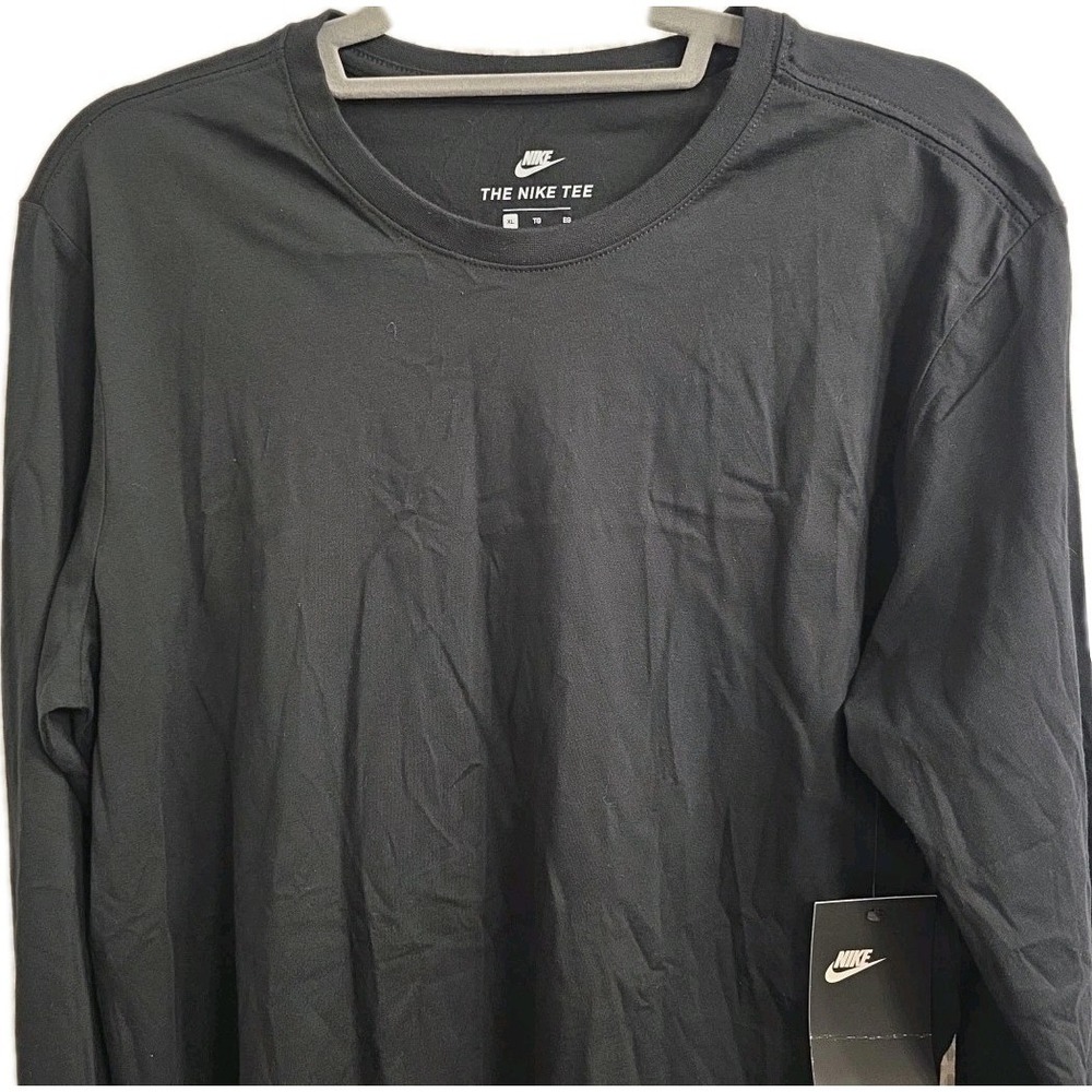 NEW The Nike Tee Men's Long Sleeve Athletic Cut Black Shirt Size XL 100% Cotton